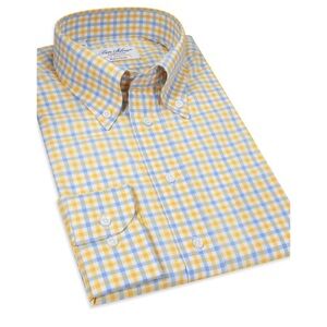 Ben Silver Mens Traditional Check Yellow/Blue Button Down Shirt Sz 16-34 Classic